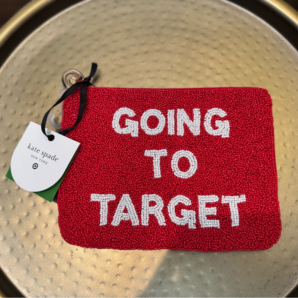 Red Kate Spade/Target collab “Going to Target” Beaded Pouch, NWT
